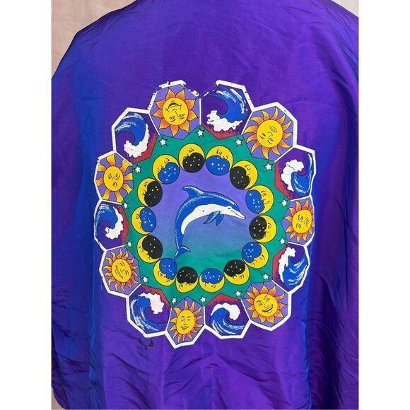 Vintage Plus Size Dolphin Celestial Windbreaker XL 90s 80s - Picture 6 of 8